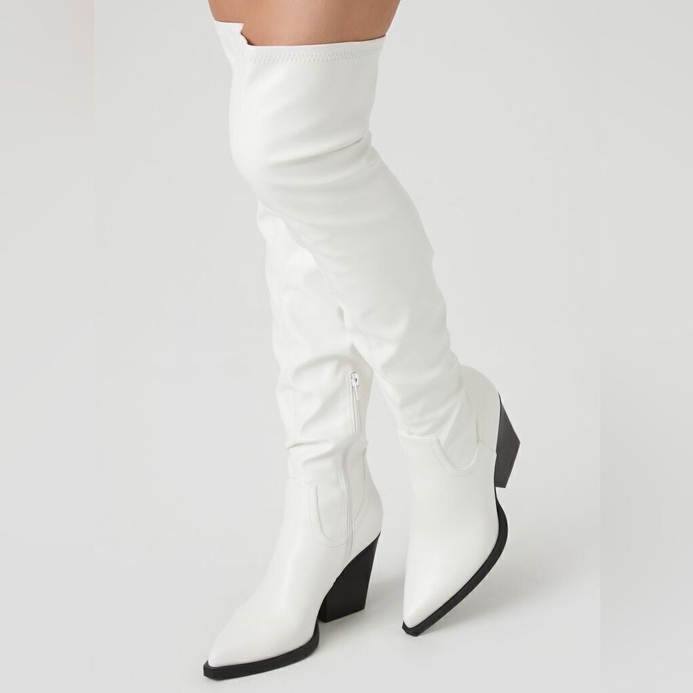 Forever 21 size 6 over the knee white boots